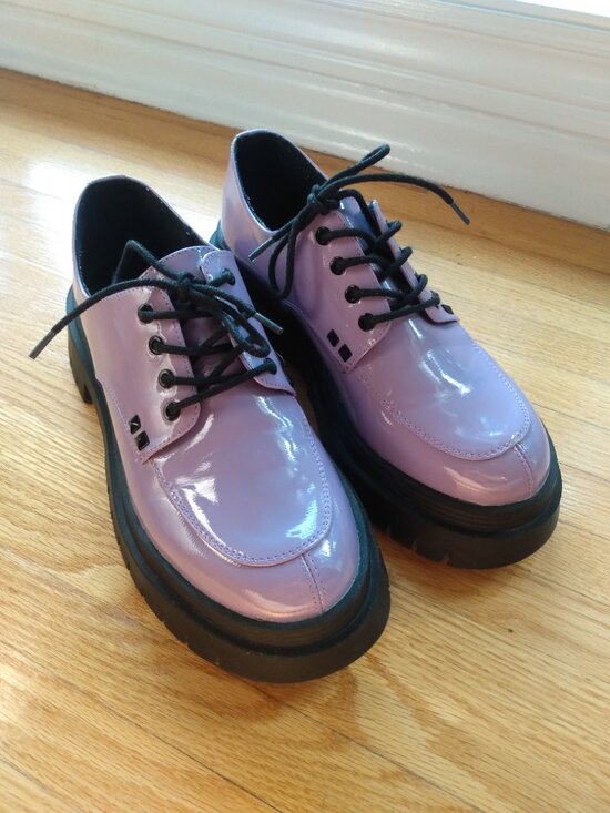 Call It Spring Shoes - Lavender Patent Vegan Leather Platform Creepers Size 10